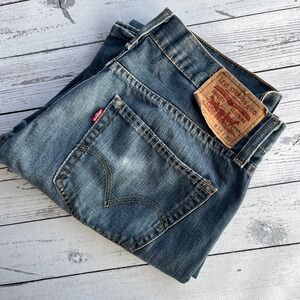 Levis 527 Slim Bootcut Mens Jeans 34x30 Medium Wash Blue Denim Workwear Cowboy